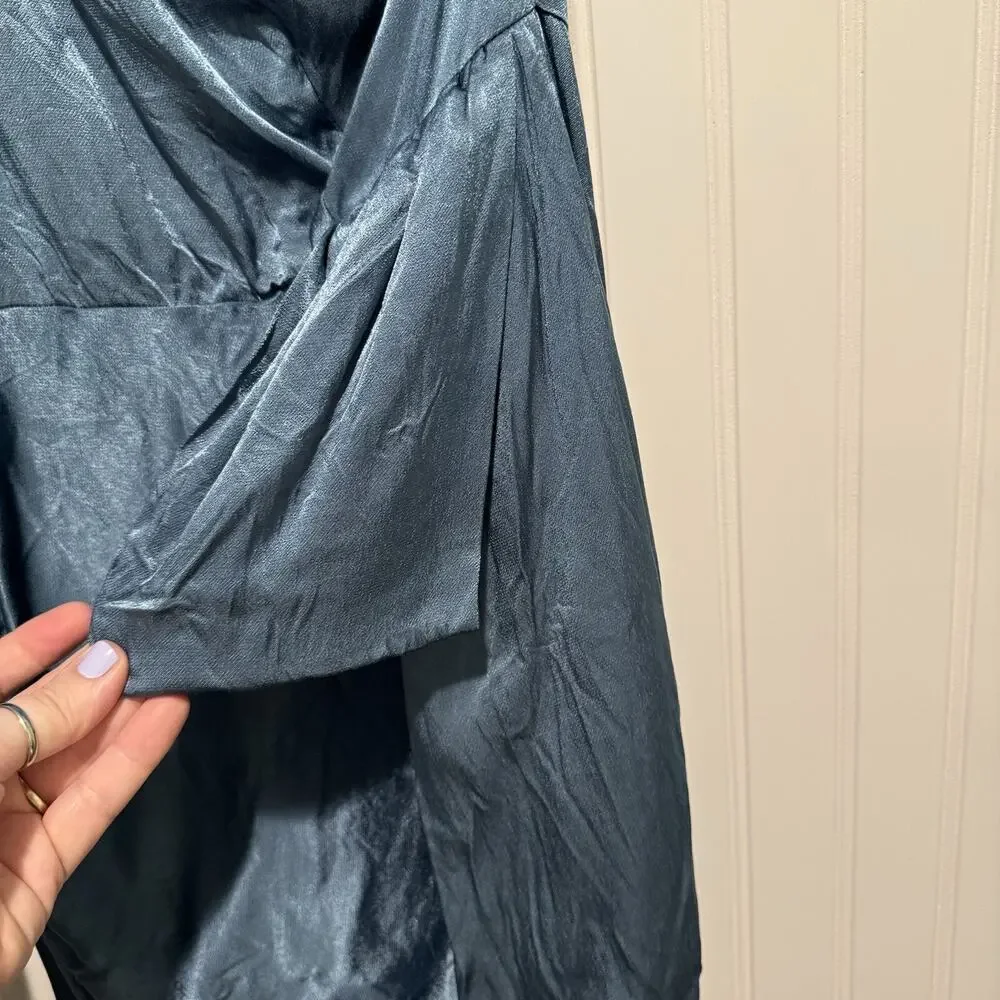 Elliatt Saronic One Shoulder Mini Dress Blue Satin Size XL - Picture 5 of 9